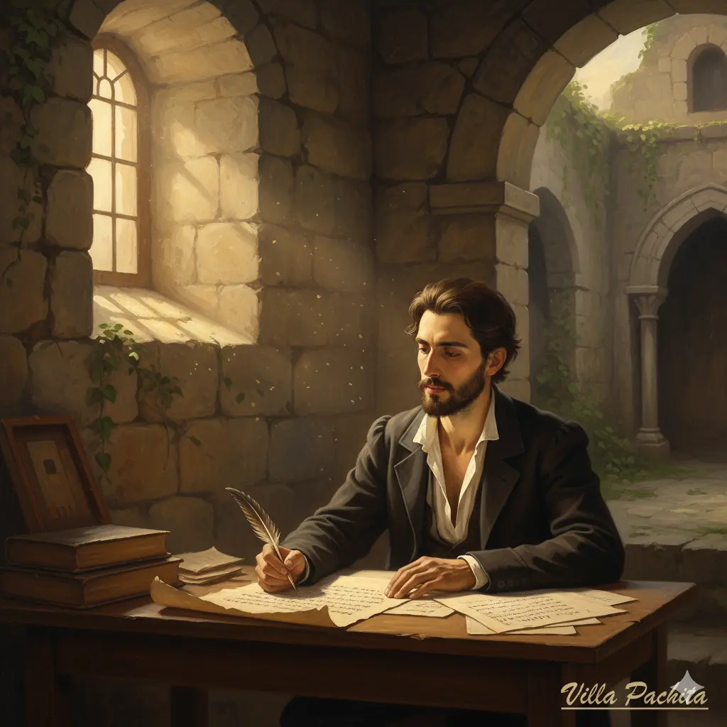 El Monasterio de Veruela y Becquer 3 Becquer escribiendo en el Monasterio de Veruela